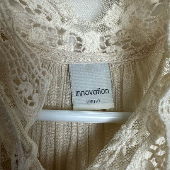 Cream Lace-Trimmed Women's Top with Bow Tie - Picture 12 of 14